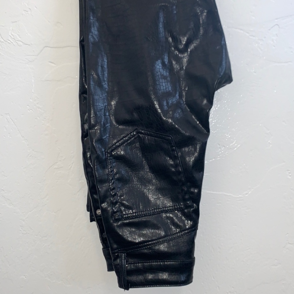 Animal print leather pants